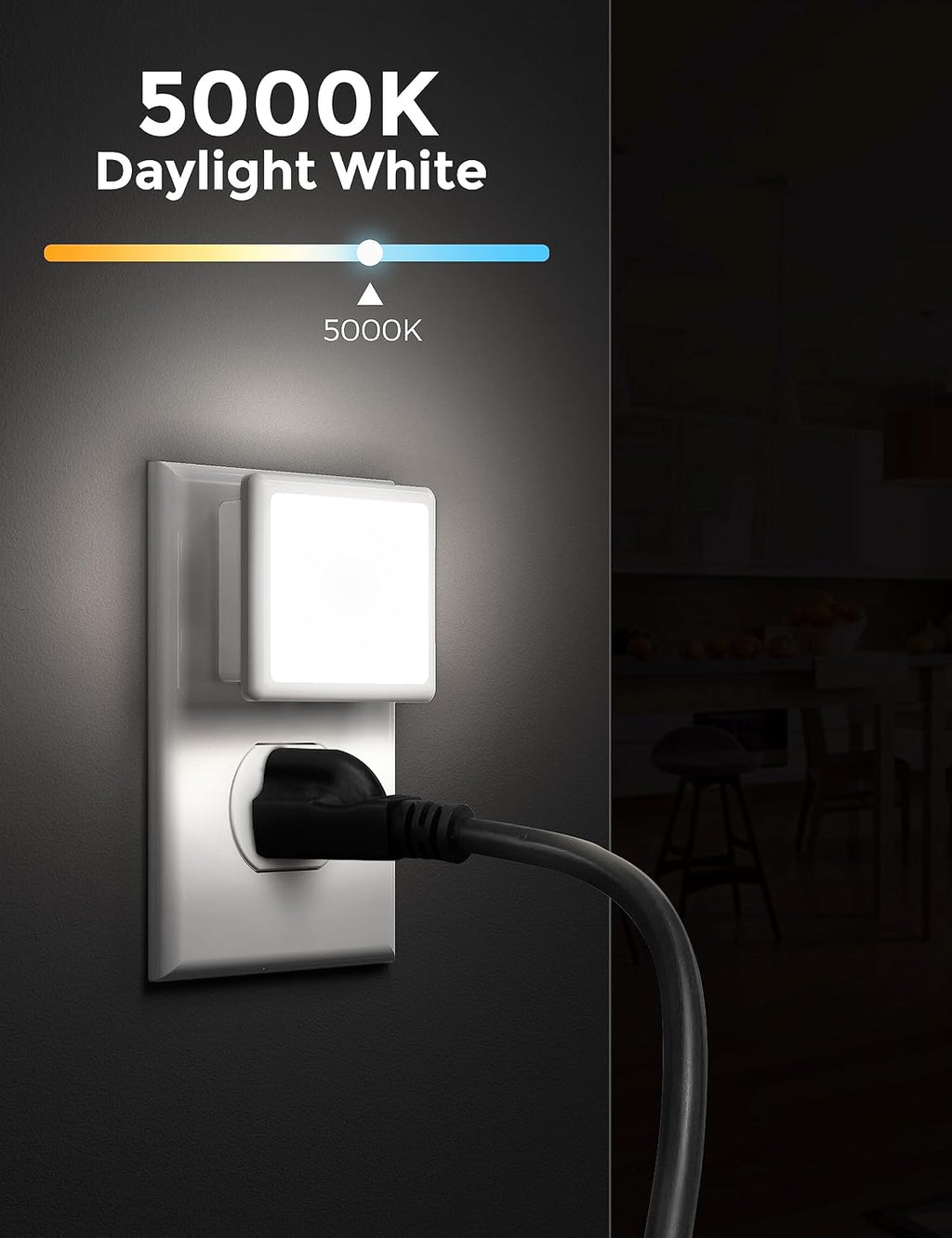 L LOHAS LED Night Lights Plug into Wall, [6-Pack] Plug in Night Light, Dusk-to-Dawn Sensor, 5000K Daylight 0.3W Bright Nightlight…
