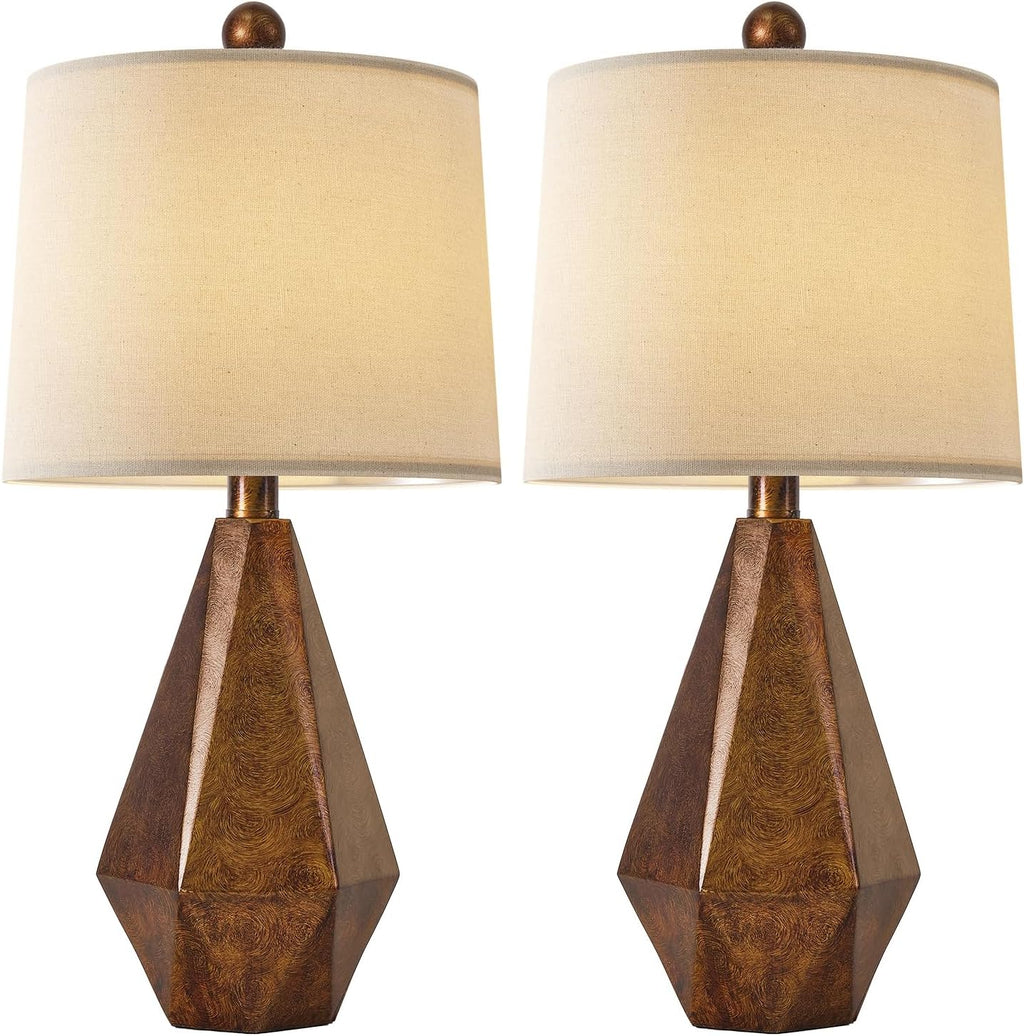 PoKat 20.25" Golden Brown Table Lamps Set of 2 for Night Stands, Vintage Bedroom Lamps for Bedroom Living Room, Retro Bedside Lamps for…