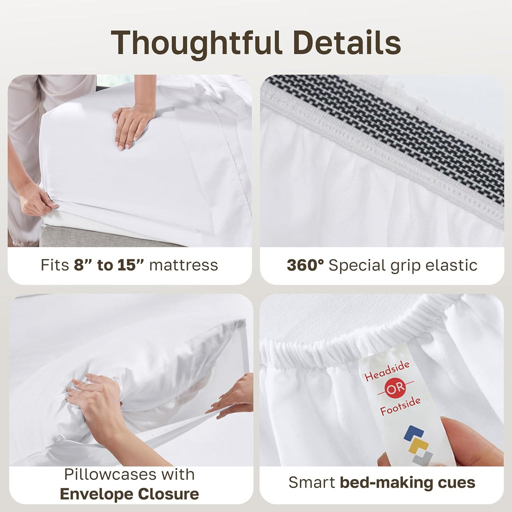 CaliforniaDesignDen California Design Den California King Sheets Set - Soft 100% Organic Cotton Sheets with Deep Pockets, Crisp Percale, Br…