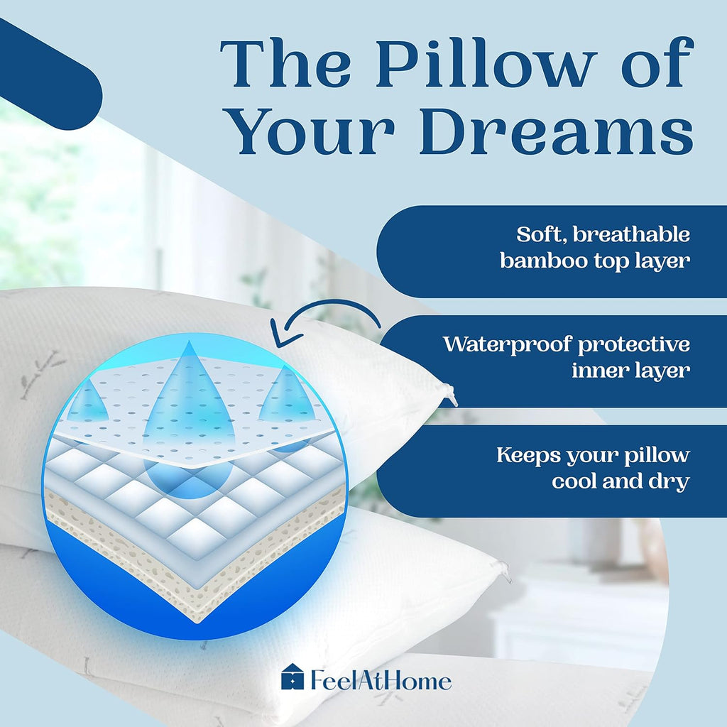 FeelAtHome 65% Polyester and 35% Rayon Derived from Bamboo Cooling Pillow Cover Waterproof - 20 x 54 Inches (Body Pillow) - Very Soft &…