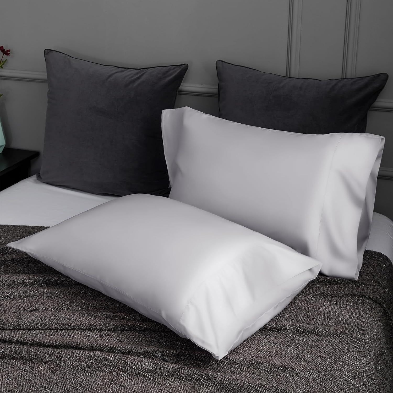 TELUS Pillow Cases Queen Size 2 Pack, Bamboo Rayon & Lyocell Pillowcase with Envelope Closure, Cooling Breathable Pillow Cover for Hot…