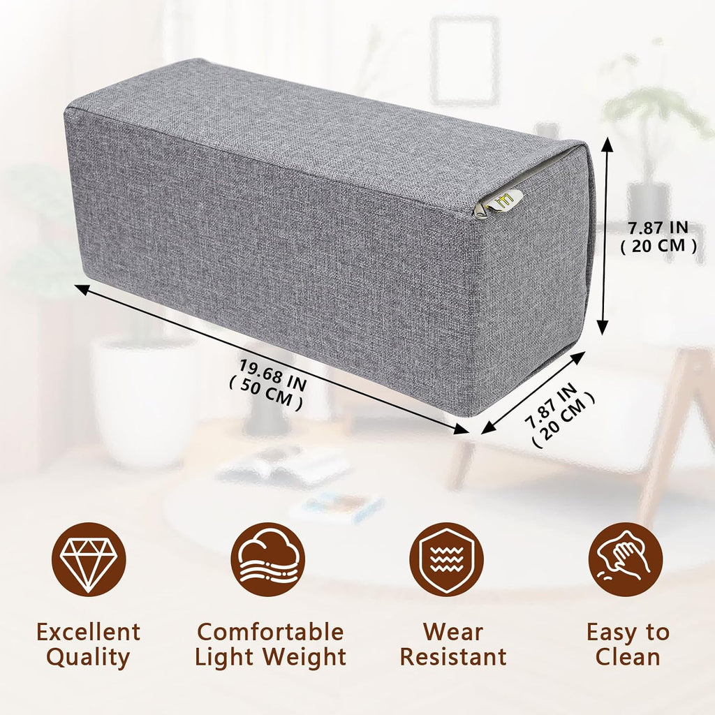 MMuteTouch 2 Pack Couch Arm Rest Pillow, 8''x8''x20'' Linen Cover, High Density Foam Armrest Cushion, Removable & Washable Elbow Support fo…