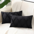 decorUhome Summer Throw Pillow Covers 12x20 Inch Set of 2, Soft Plush Faux Fur Wool Lumbar Black Accent Couch Pillow Covers for Modern Farm…