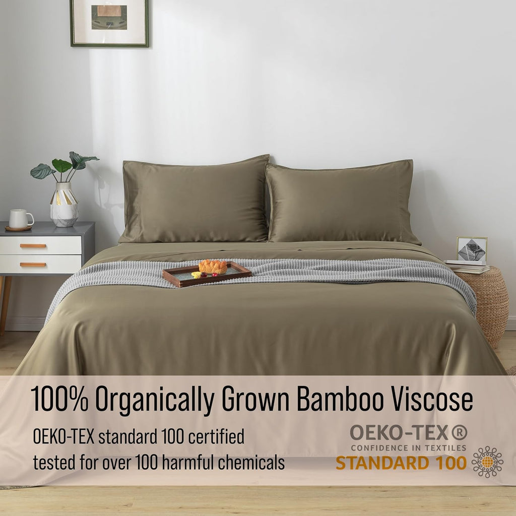 Bella Coterie Luxury Bamboo Viscose Cal King Size Sheet Set | 100% Organically Grown | Ultra Soft | Cooling for Hot Sleepers | 18" Deep…