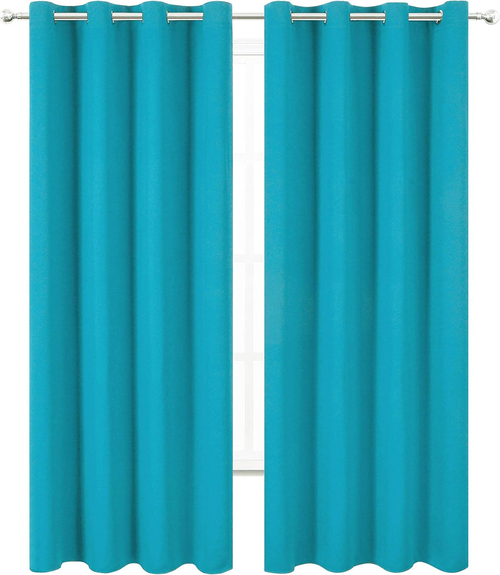 Lemomo Teal Thermal Blackout Curtains/52 x 95 Inch/Set of 2 Panels Room Darkening Curtains for Bedroom 95 Inch silver