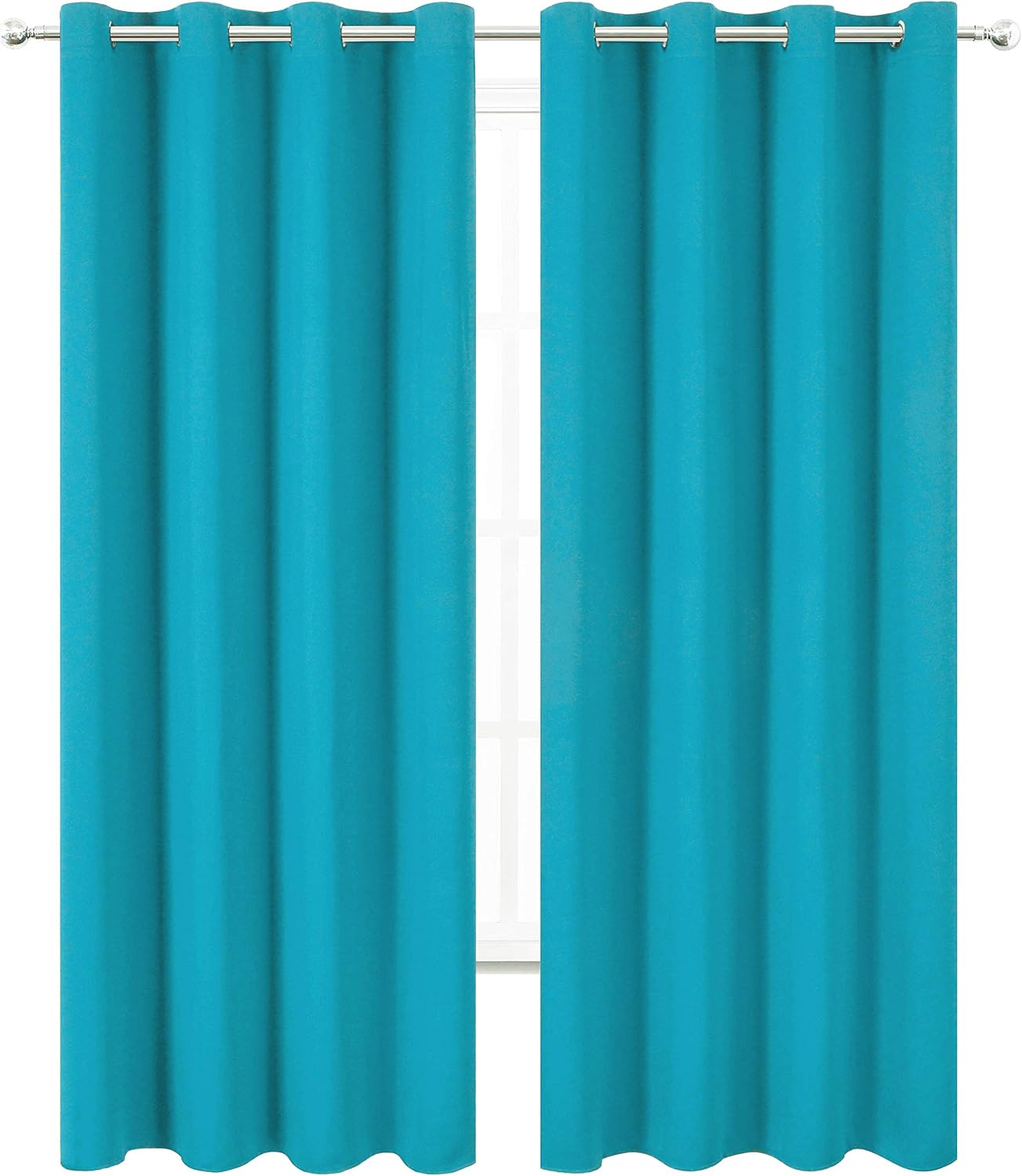 Lemomo Teal Thermal Blackout Curtains/52 x 95 Inch/Set of 2 Panels Room Darkening Curtains for Bedroom 95 Inch silver