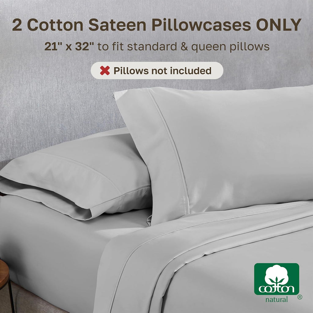 CaliforniaDesignDen California Design Den Standard Queen Size Pillowcase Set - 400 Thread Count, 100% Cotton Sateen, Set of 2 Pillow Covers…