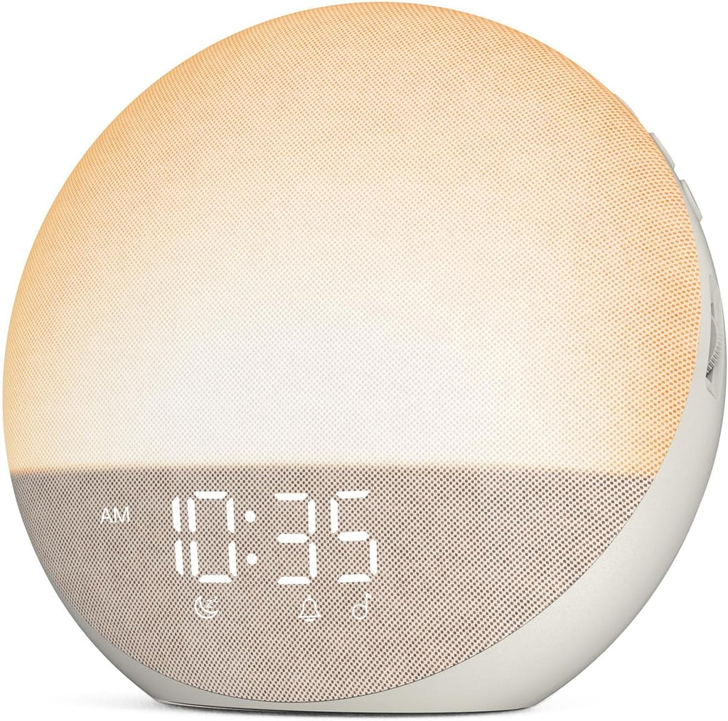 Sunrise Alarm Clock White Noise Machine: Natural Wake Up Light - Dimmable Clock with Bluetooth Speaker for Bedroom - 25 Sleep Sounds for…
