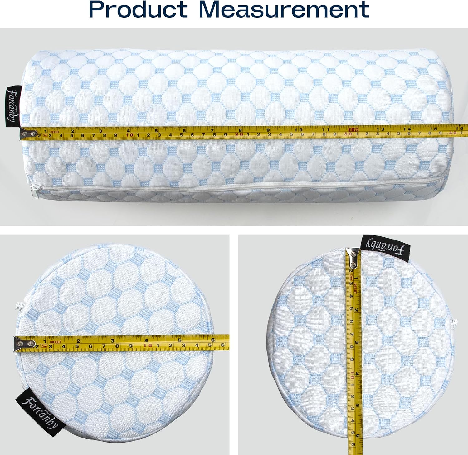 Forcanby Neck Roll Pillow for Neck - Memory Foam Neck Support Pillow for Bed | Round Neck Pillow for Sleeping, 15.7 * 6 * 6 inch (Cool-Blue…