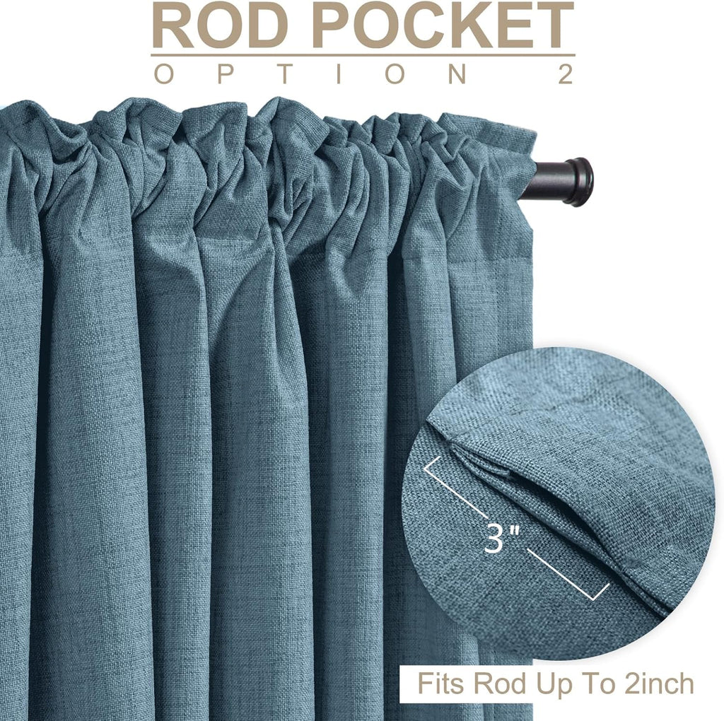 100BlackoutShield 100% Blackout Shield Linen Blackout Curtains for Bedroom 108 Inches Long, Back Tab/Rod Pocket Living Room Drapes, Thermal…