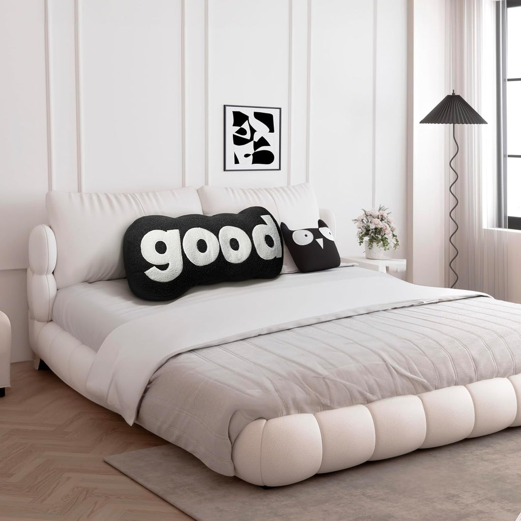 JohnearHomeFashionDecorLife Johnear Headboard Pillow Black Plush Reading Pillow Back Support Pillow for Bed Sitting Up Adult Daybed Sofa Co…