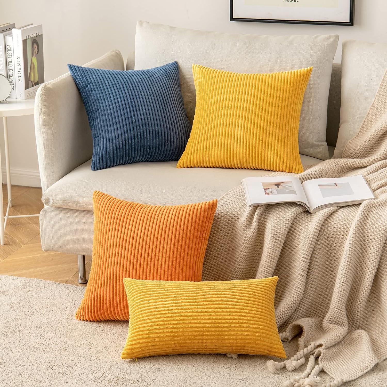 MIULEE Pack of 2 Pillow Covers Soft Soild Decorative Throw Pillow Covers Set Cushion Cases Pillowcases for Sofa Bedroom Car 12 x 20 Inch…