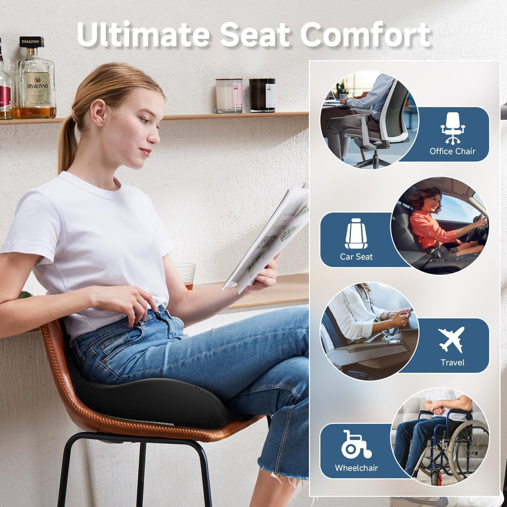 Benazcap Large Cooling Gel Seat Cushion for Office Chair Ergonomic Cushions-Gel & Memory Foam Coccyx Butt Pillow for Sciatica & Back for Lo…