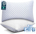 Oaisz Cooling Pillow Standard Size 2 Pack, Shredded Memory Foam Bed Pillows for Sleeping, Adjustable Pillows with Cooling Cover, Soft Yet S…