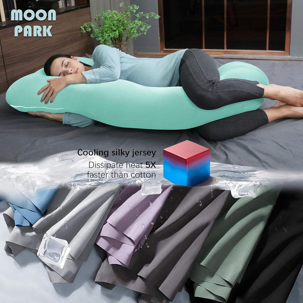 Moonpark MOON PARK Pregnancy Pillows for Sleeping - U Shaped Full Body Maternity Pillow with Removable Cover - Support for Back, Legs, Bell…