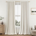 Guken Cream 100% Blackout Linen Curtains 132 Inch Length 2 Panels Set for Living Room Bedroom Back Tab Thermal Insulated Black Out Drapes R…