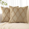decorUhome Summer Throw Pillow Covers 20x20 Inch Set of 2, Soft Plush Faux Fur Wool Khaki Accent Couch Pillow Covers for Modern Farmhouse B…