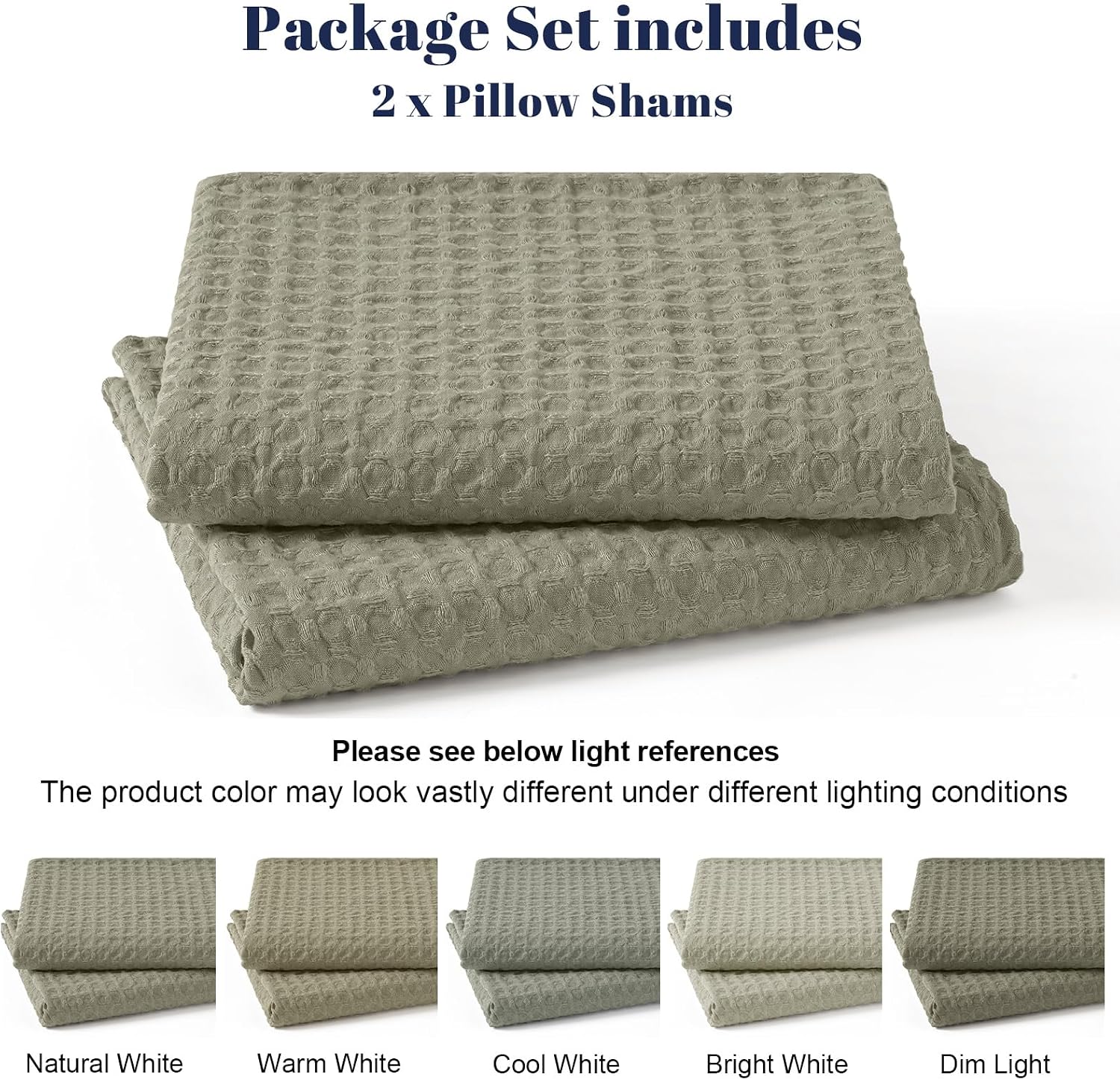 Phf Ultra Soft Waffle Weave Euro Shams Pillow Covers, No Filling, 2 Pack 26" x 26" Bed Cushion Covers, Breathable & Skin-Friendly Bed Pillo…
