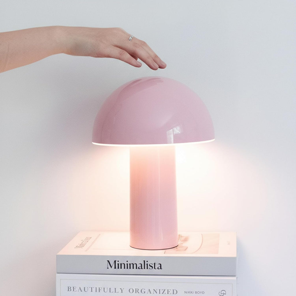 Brightech Celia Mood Lamp – 10" Touch-Controlled Mushroom Table Lamp, Cordless & Dimmable LED, Portable & Rechargeable Bedside Night Light,…