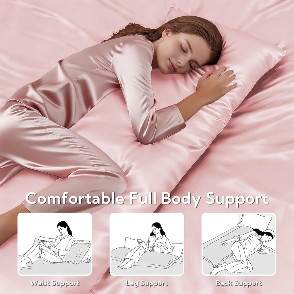 MR&HM Satin Body Pillow Cover, Soft and Breathable Body Pillow Case with Envelope Closure, Cooling and Silky Long Pillowcase for Hair and…