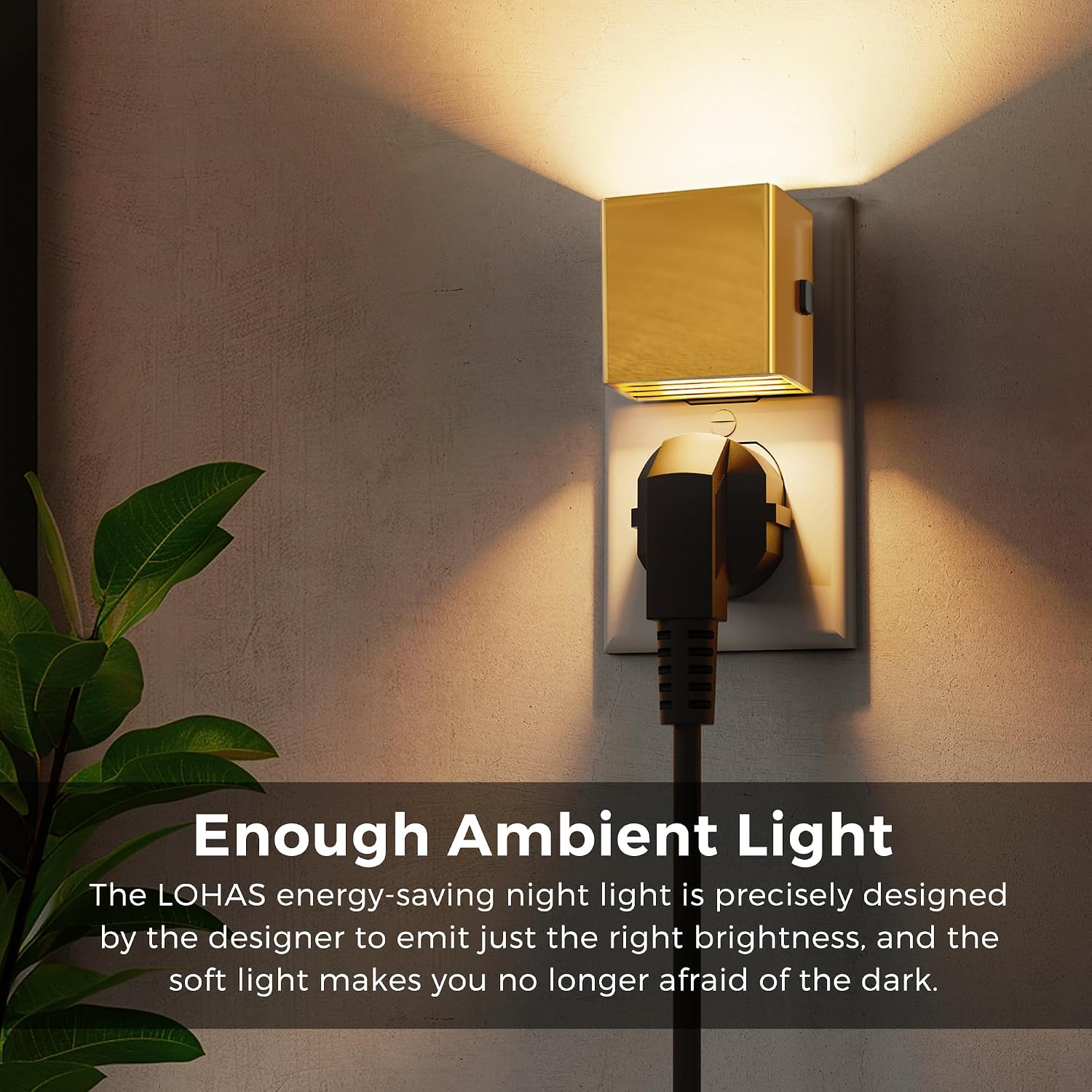 L LOHAS LED Night Light, Night Lights Plug into Wall,[2-Pack] Dimmable Night Light with Light Sensor,3000K Warm White, Gold Nightlight for…