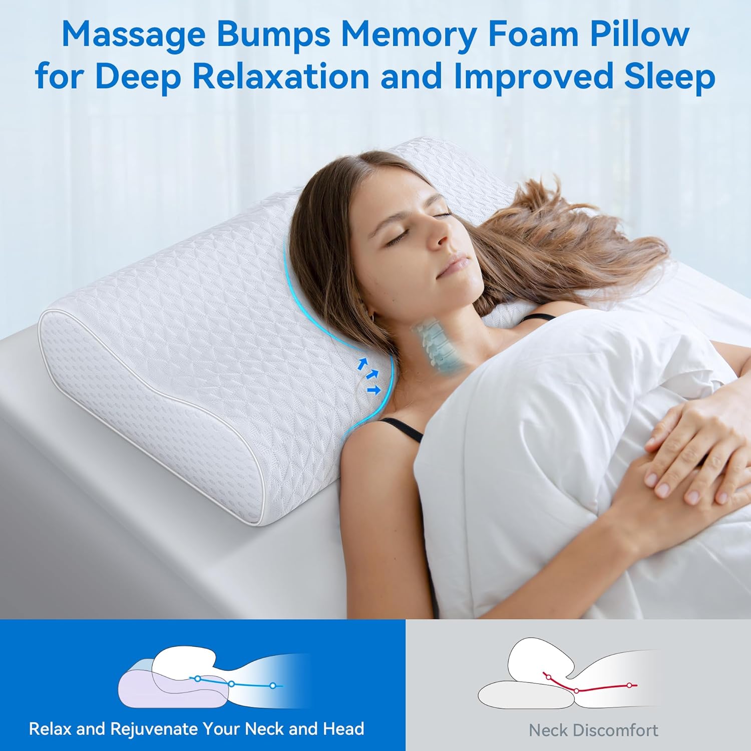 zibroges Cervical Neck Pillow for - Queen Size Adjustable Cooling Pillow for Sleeping, Memory Foam Pillows for Neck Shoulder, Ergonomic Con…