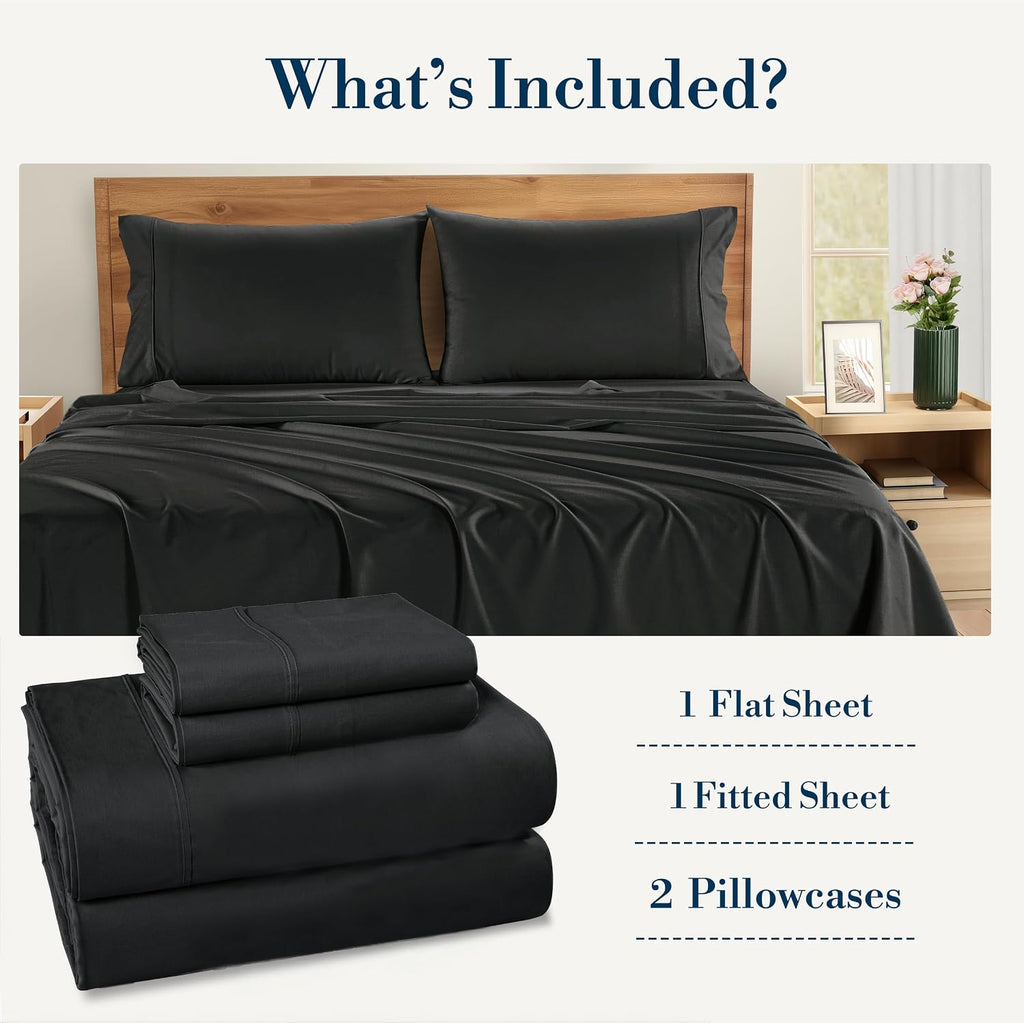 Casa Platino Sheets Twin XL – 4 Piece Crisp Percale Twin XL Cooling Sheets with 15" Deep Pockets, Lightweight & Cool Feel for All…