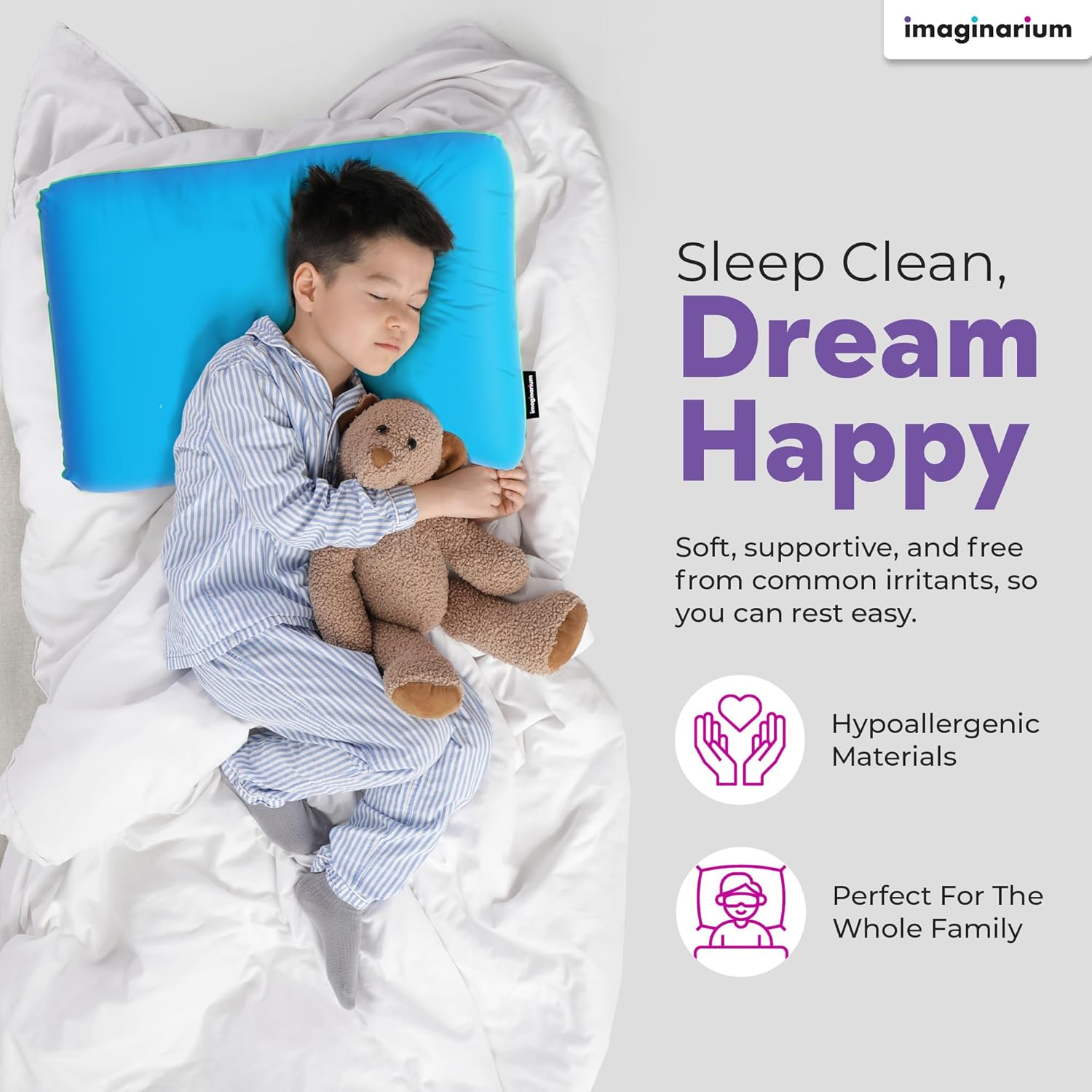 Imaginarium 2 Pack Memory Foam Pillows for Bed – 16" x 24" Standard – Fun Decorative Colorful Pillow for Sleeping – Back, Stomach & Side…