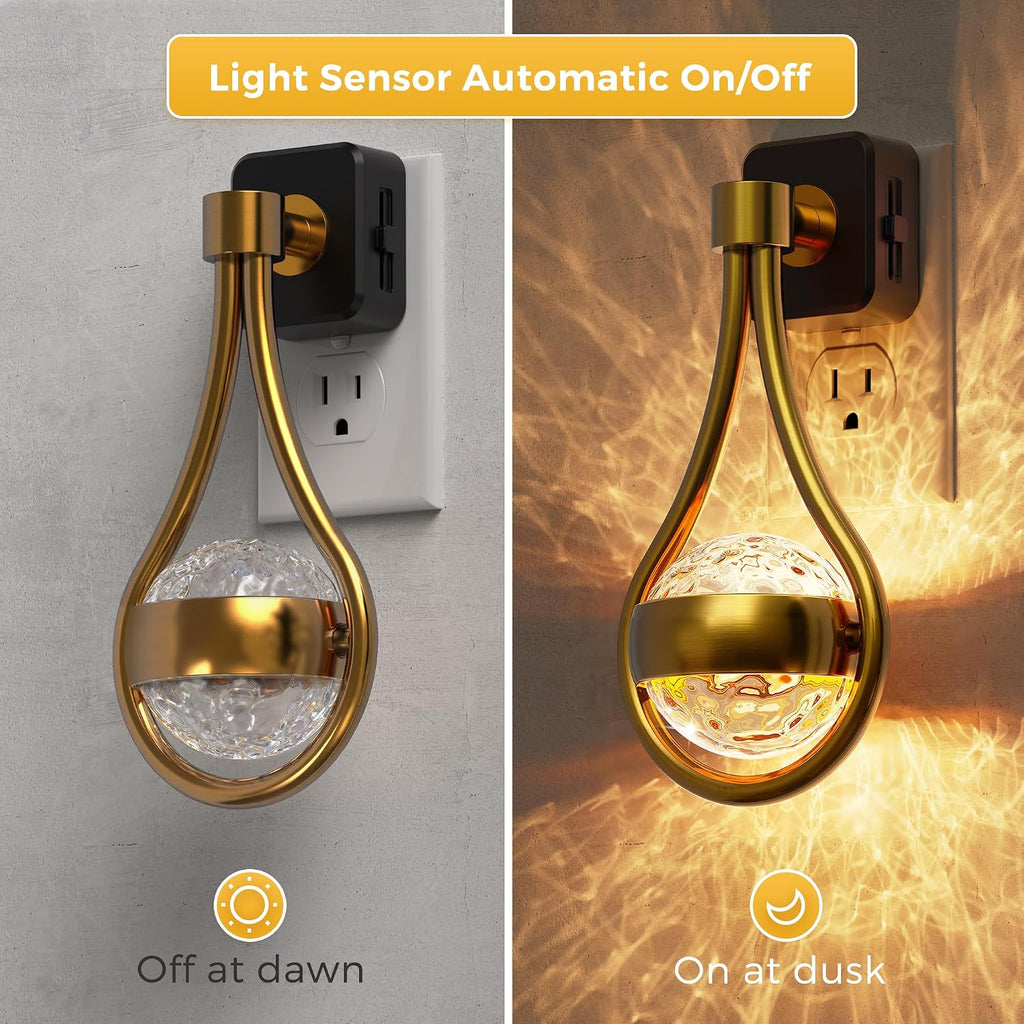 L LOHAS LED Night Lights Plug Into Wall: 2 Pack Star Projector Nightlight, Dusk to Dawn Sensor, 3000K Soft White, 330°Rotating Globe…