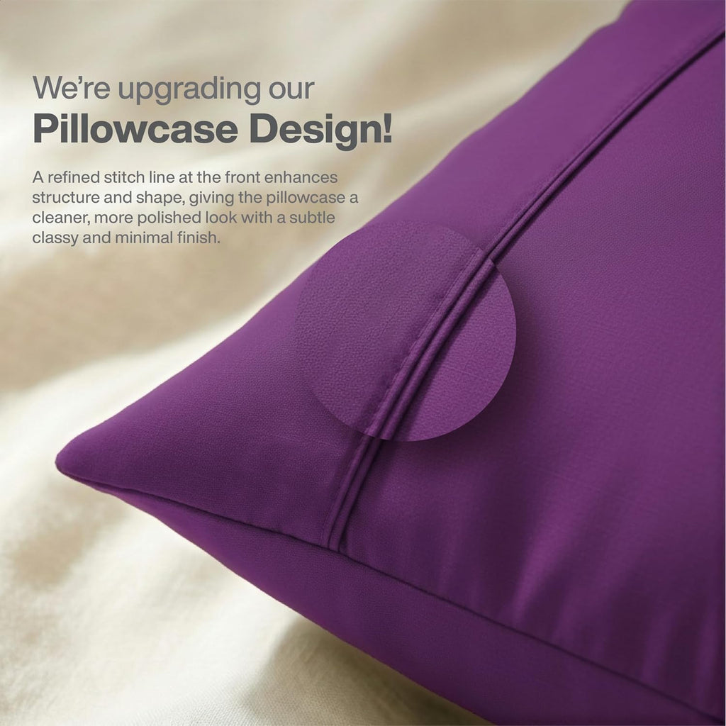 Queensbay Standard Pillow Cases Set of 2, Microfiber Cooling Pillowcases, Soft Breathable Envelope Closure Pillow Covers, Wrinkle Free Easy…