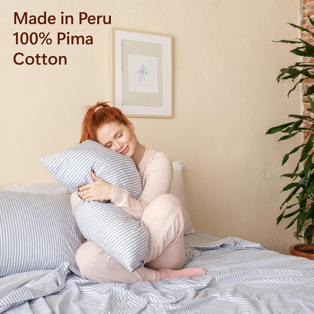 Perupima Peru Pima 415 Thread Count Percal Standard Pillowcases - 100% Peruvian Pima Cotton, 2 Piece (2 Pillowcases) - Cooling, Crisp, Hote…