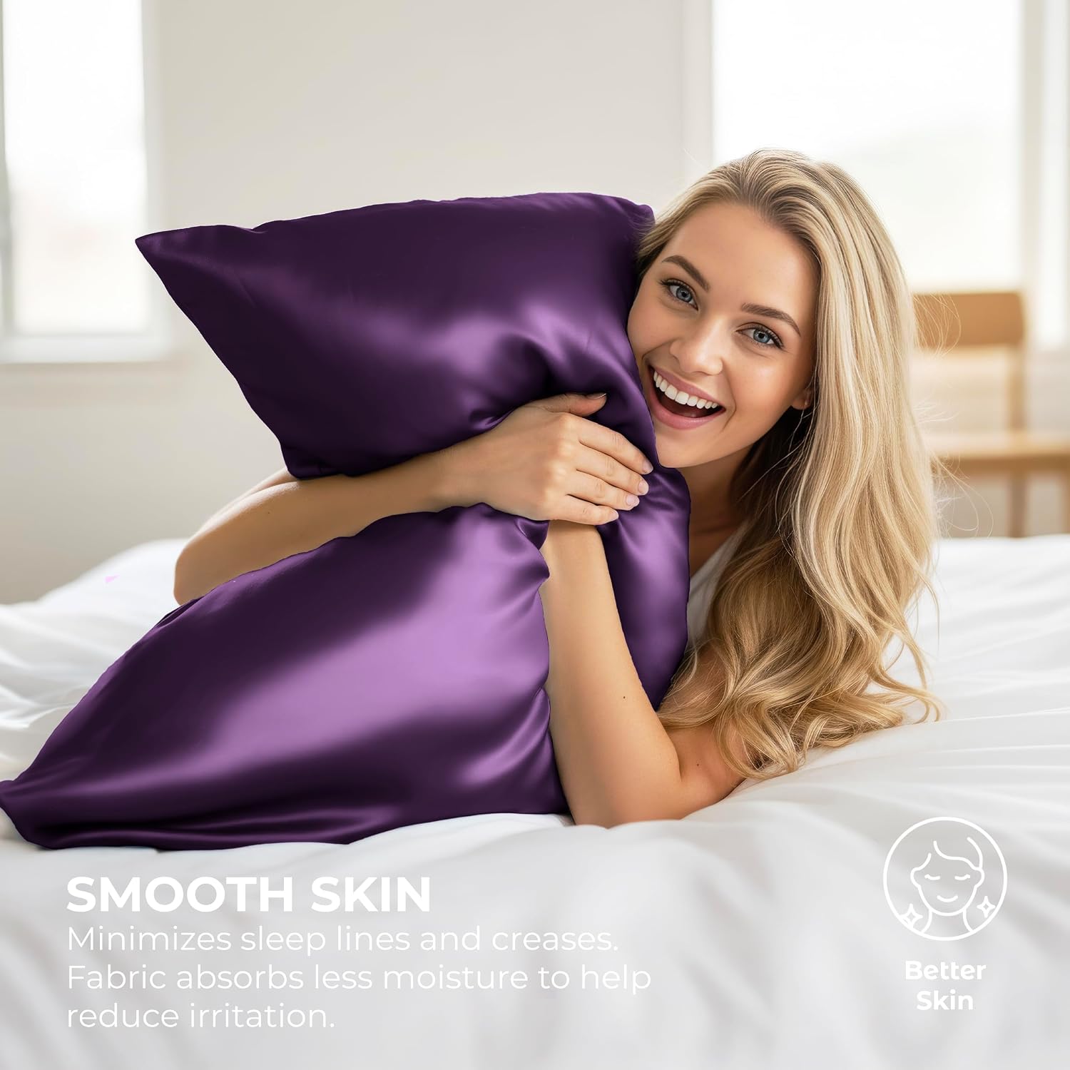 Pure Bedding Satin Pillowcase - Silky Pillow Cases for Hair and Skin - Satin Pillow Covers with Envelope Closure - Extra Soft Premium…