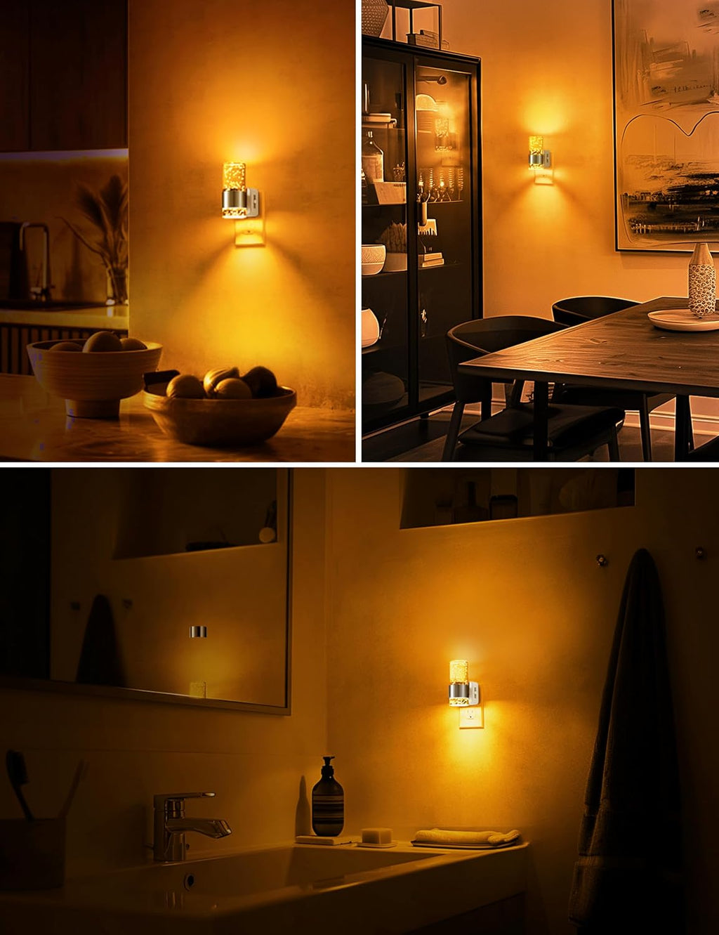 L LOHAS LED Night Light, Dimmable Night Lights Plug into Wall, 2 Pack Acrylic Nightlights with 0-100 LM Adjustable Brightness, Amber Plug…