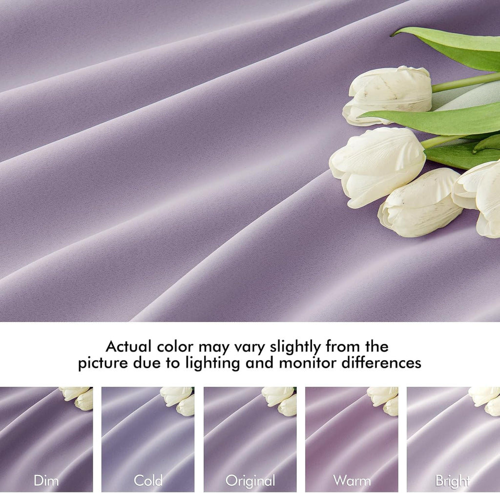 Miulee Lilac Back Tab Blackout Curtains 102 Inch Long 2 Panels Set for Bedroom, Rod Pocket/Pinch Pleated Thermal Insulated Living Room Dark…