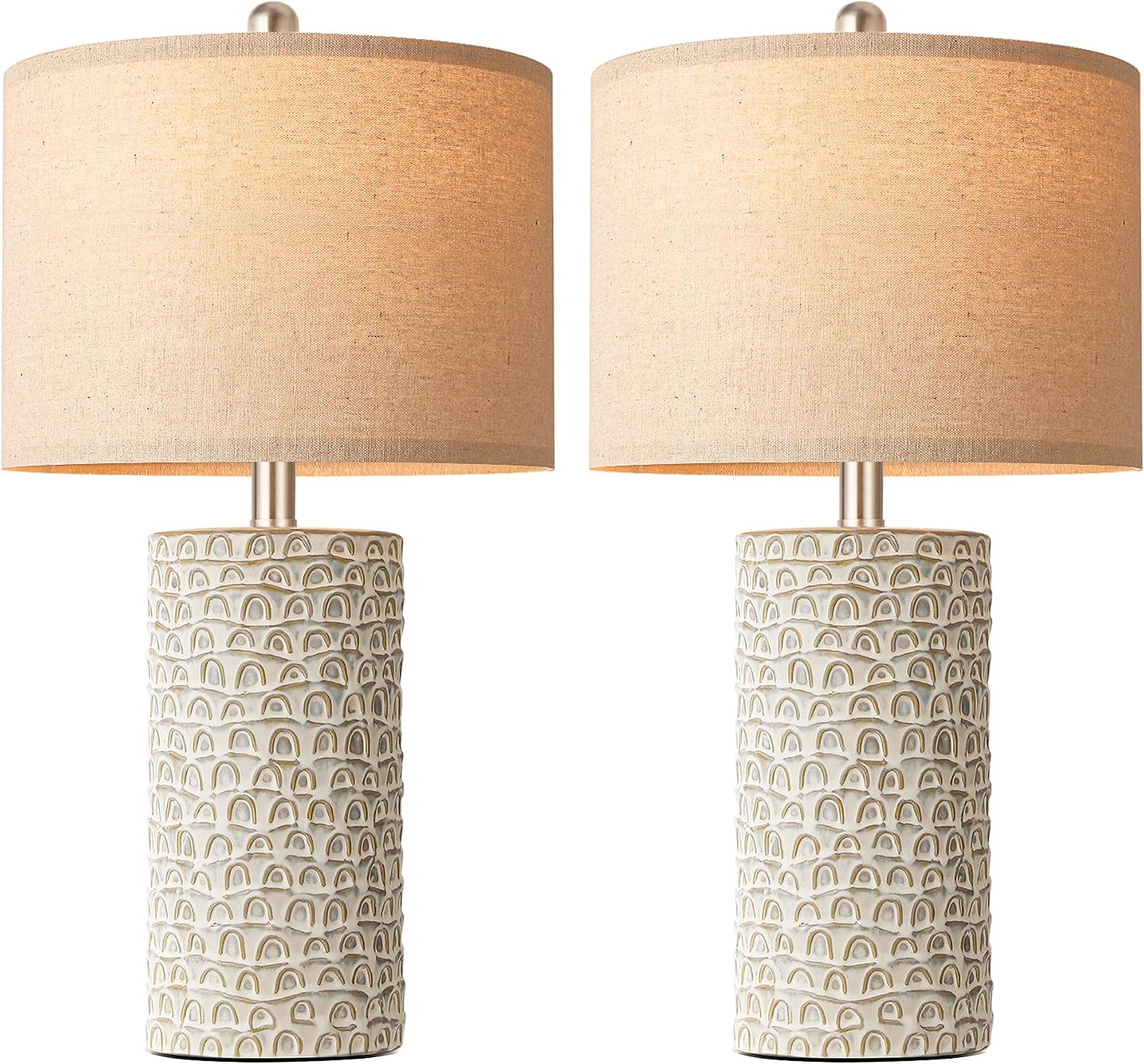 PARTPHONER 23" Modern Ceramic Table Lamp Set of 2, Table Lamps for Living Room, Rustic Farmhouse Bedside Lamps Nightstand lamp for…
