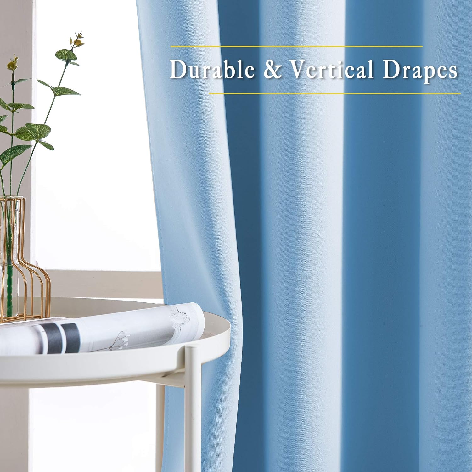 Nicetown Sky Blue Blackout Curtains - Home Decor Window Treatment Ring Top Blackout Draperies Curtains for Living Room (2 Panels, 52 by 84,…