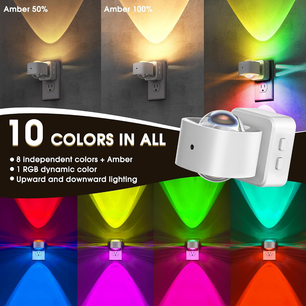 Briignite Night Light Projector, RGB Color Changing Night Light for Kids, 180° Rotating Night Lights Plug into Wall, Dusk to Dawn Sensor…