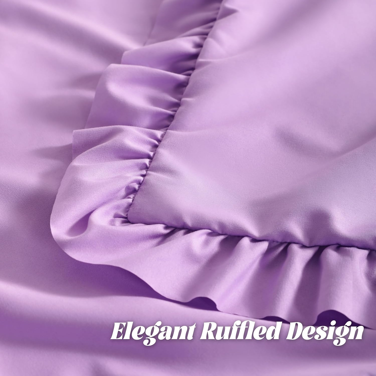 Bedsum Ruffled Pillow Shams Queen 20x30 Set of 2, Brushed Microfiber Pillowcases with Envelope Closure, Soft Wrinkle-Resistant, Light Purple