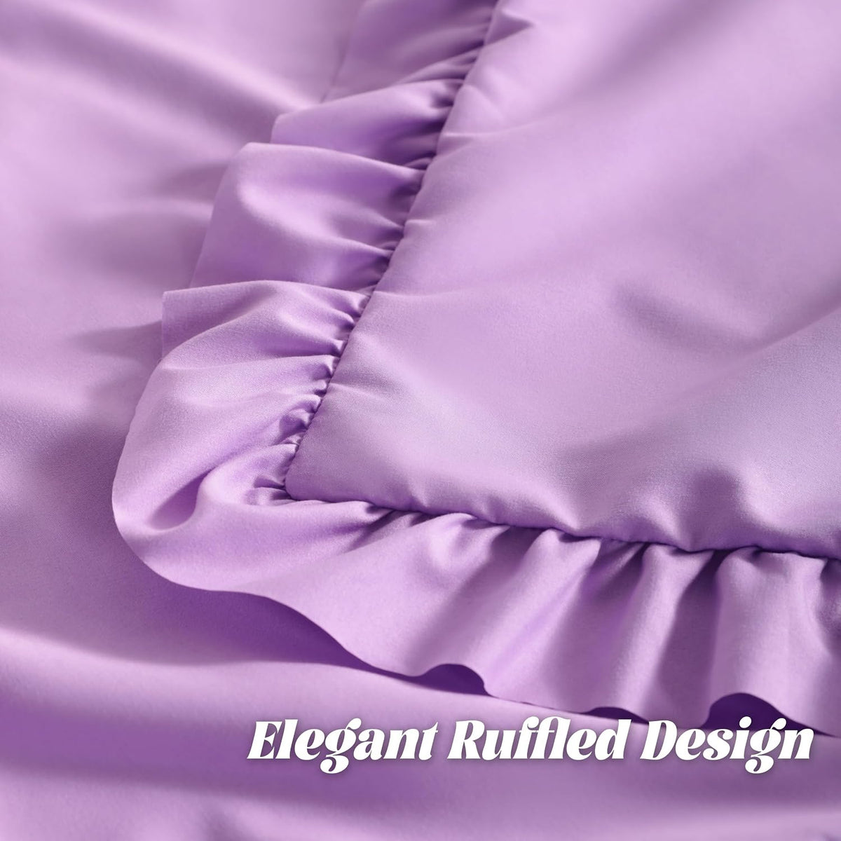 Bedsum Ruffled Body Pillowcase, 20x54 Inches, Brushed Microfiber Body Pillow Cover with Envelope Closure, Soft Wrinkle-Resistant, Light Pur…