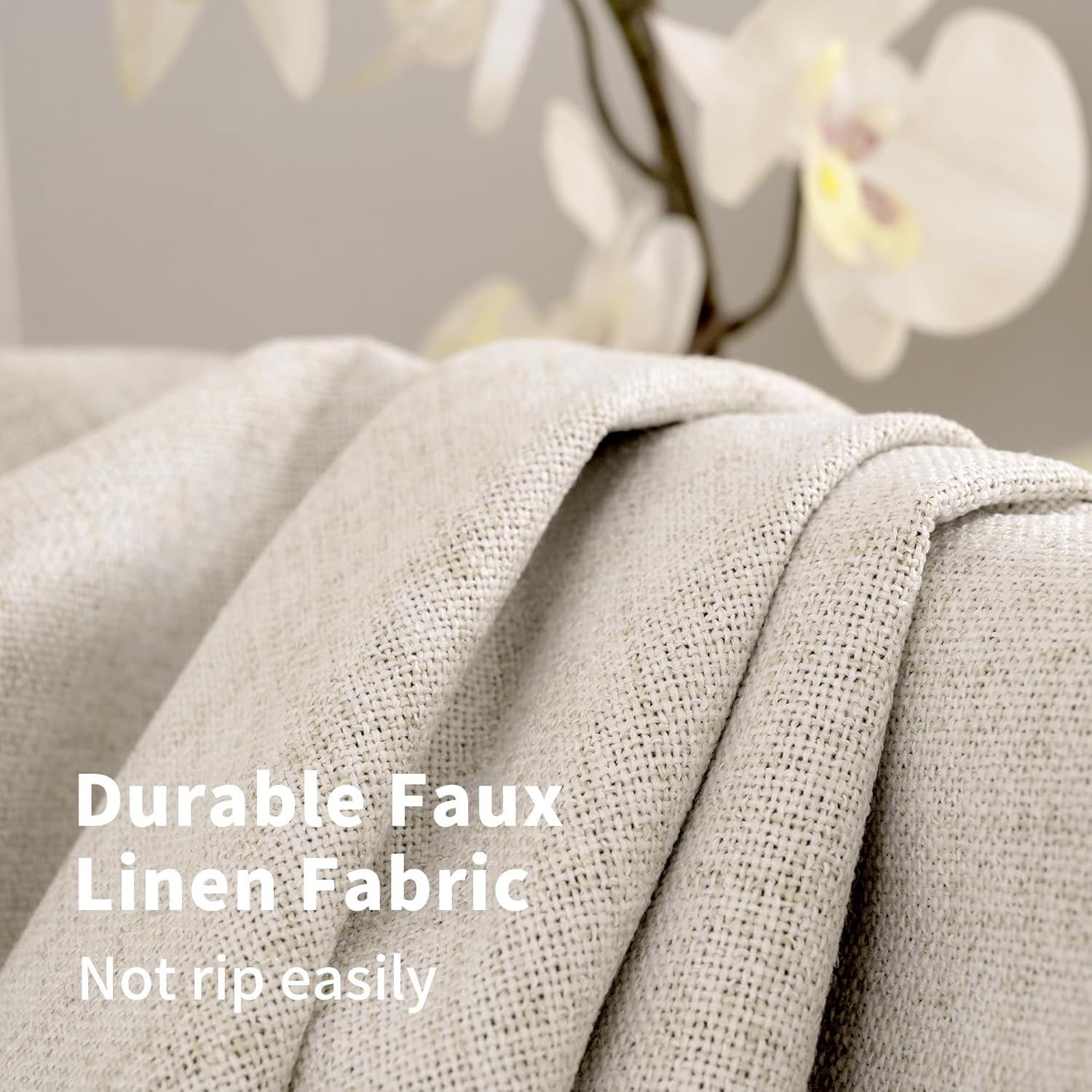 YoungsTex Natural Linen Blackout Curtains 40 Inches Long, Short Room Darkening Drapes Thermal Insulated with Grommet Privacy for Bathroom B…