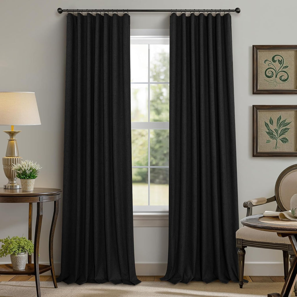 Pitalk Black Out Curtains 45 Inch Long 2 Panels Burg for Bedroom Small Windows Pocket Modern Farmhouse Linen Look Room Darkening Insulated…