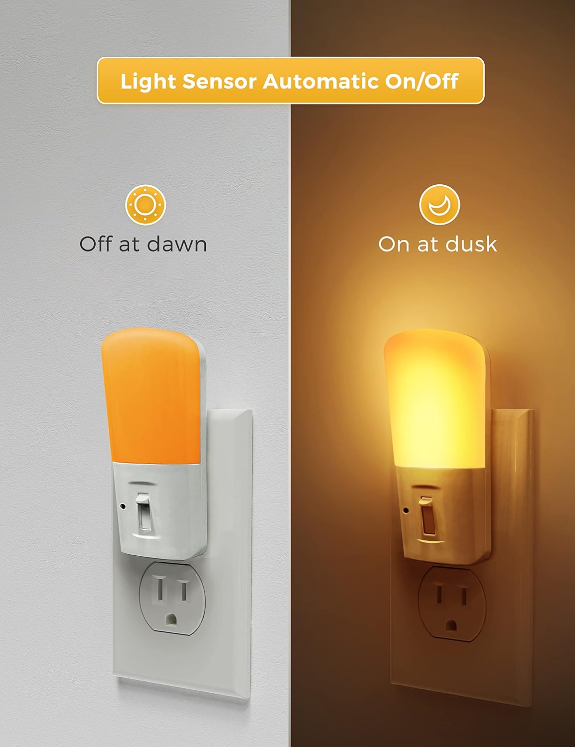 Llohasled L LOHAS LED Amber Night Light, Dimmable Plug in Yellow Night Light with Dusk to Dawn Sensor, Kids Night Lights for Bedroom, 5-80L…