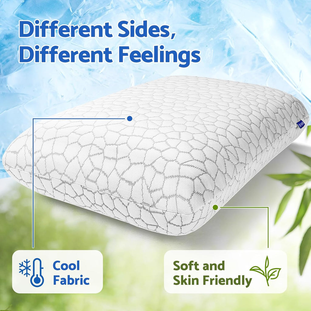 CushZone Memory Foam Pillows for Sleeping, Bed Pillow with Removable and Machine Washable Cover, Bed Pillow for Side, Back and Stomach Slee…