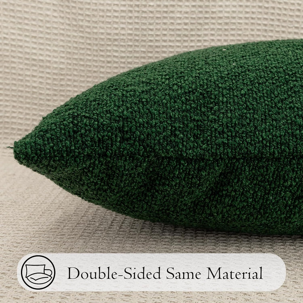 JoraLion 20x54 inch Neutral Boucle Body Pillow Cover, Forest Green Long Pillow Cover Cozy Soft Cushion Case for Couch Sofa Bed Living…