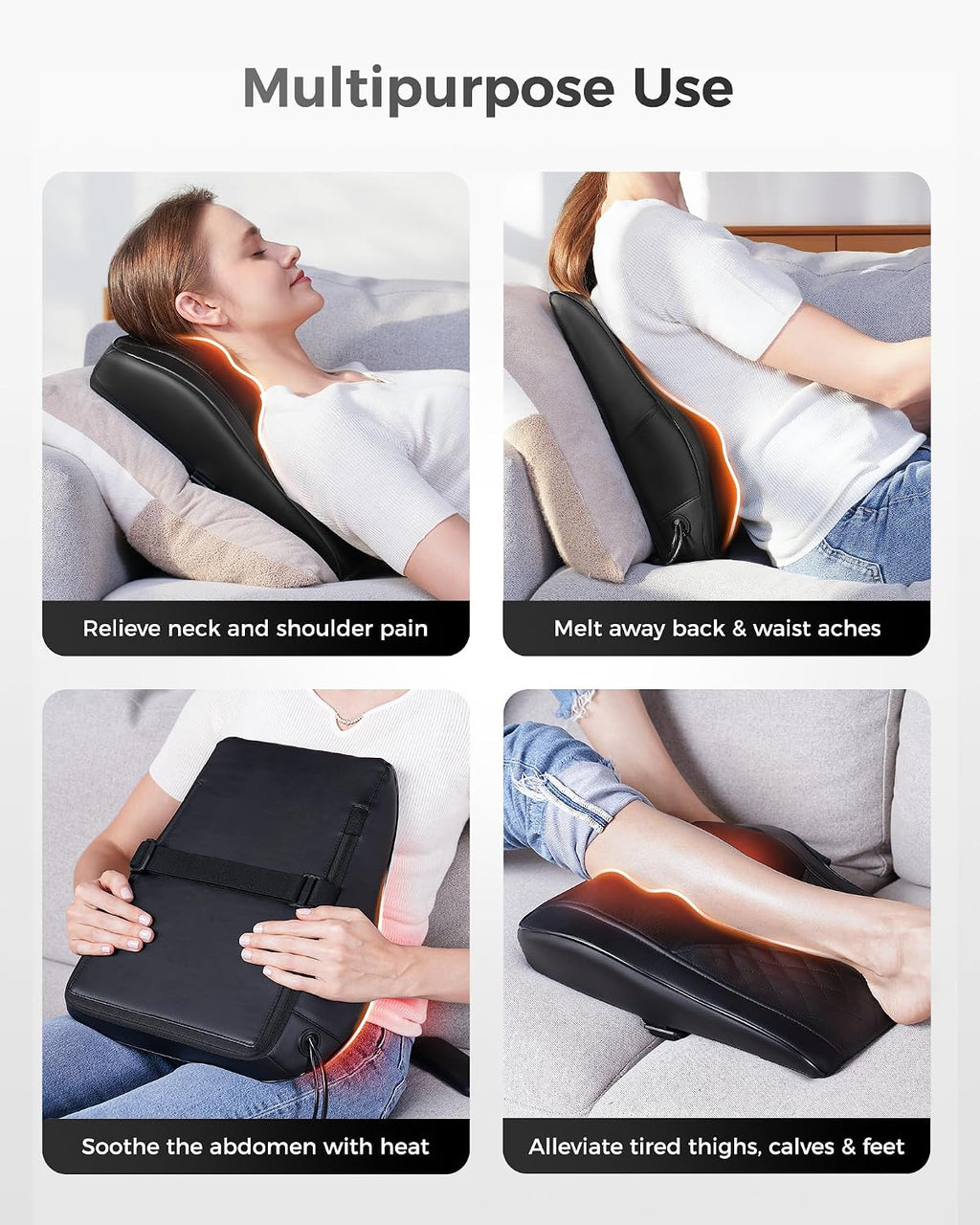 Boriwat Back Massager with Heat, 3D Kneading Massage Pillow for Back, Neck, Shoulder, Leg Deep Tissue, Gifts for Women Men Mom Dad 0 Count…