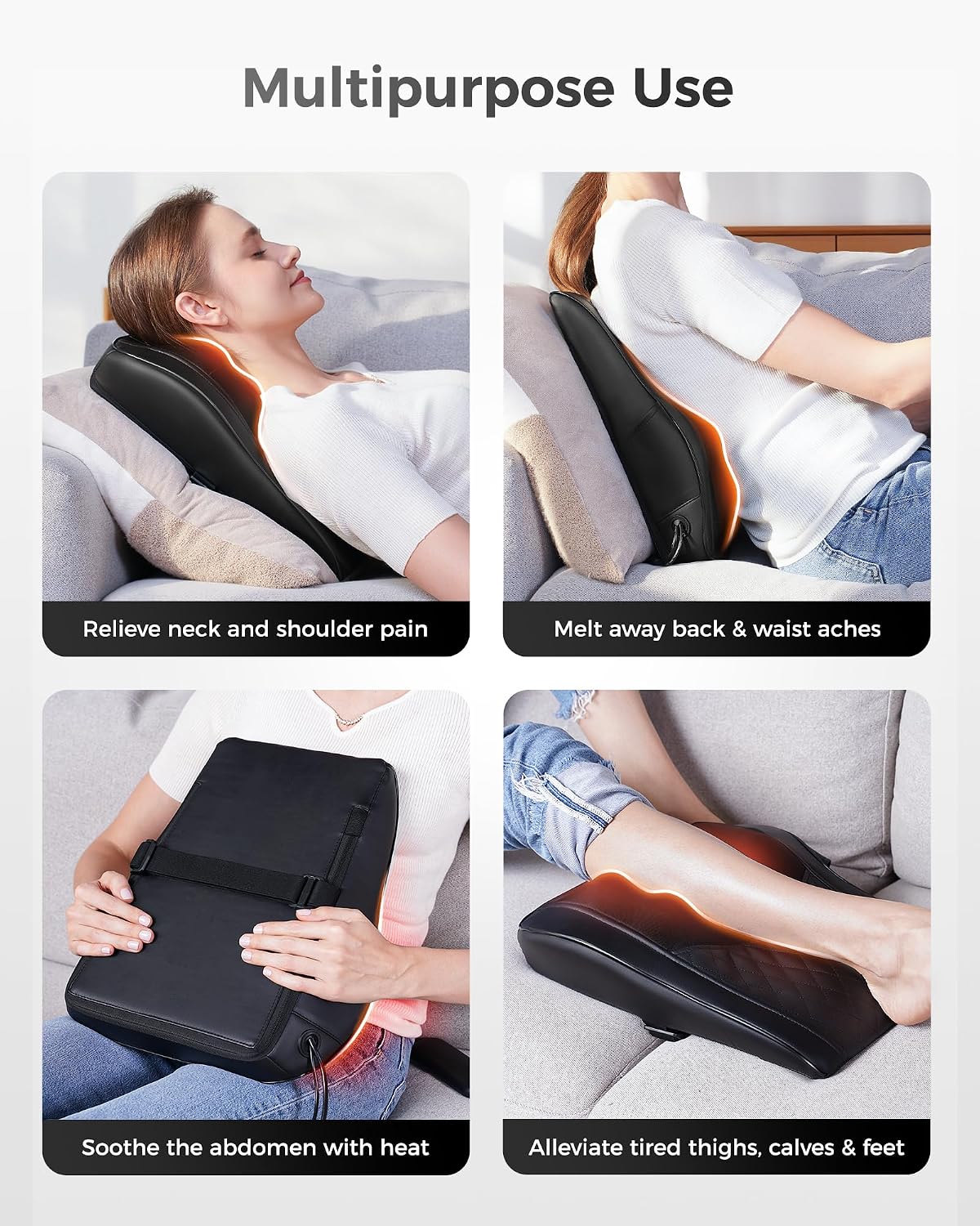 Boriwat Back Massager with Heat, 3D Kneading Massage Pillow for Back, Neck, Shoulder, Leg Deep Tissue, Gifts for Women Men Mom Dad 0 Count…