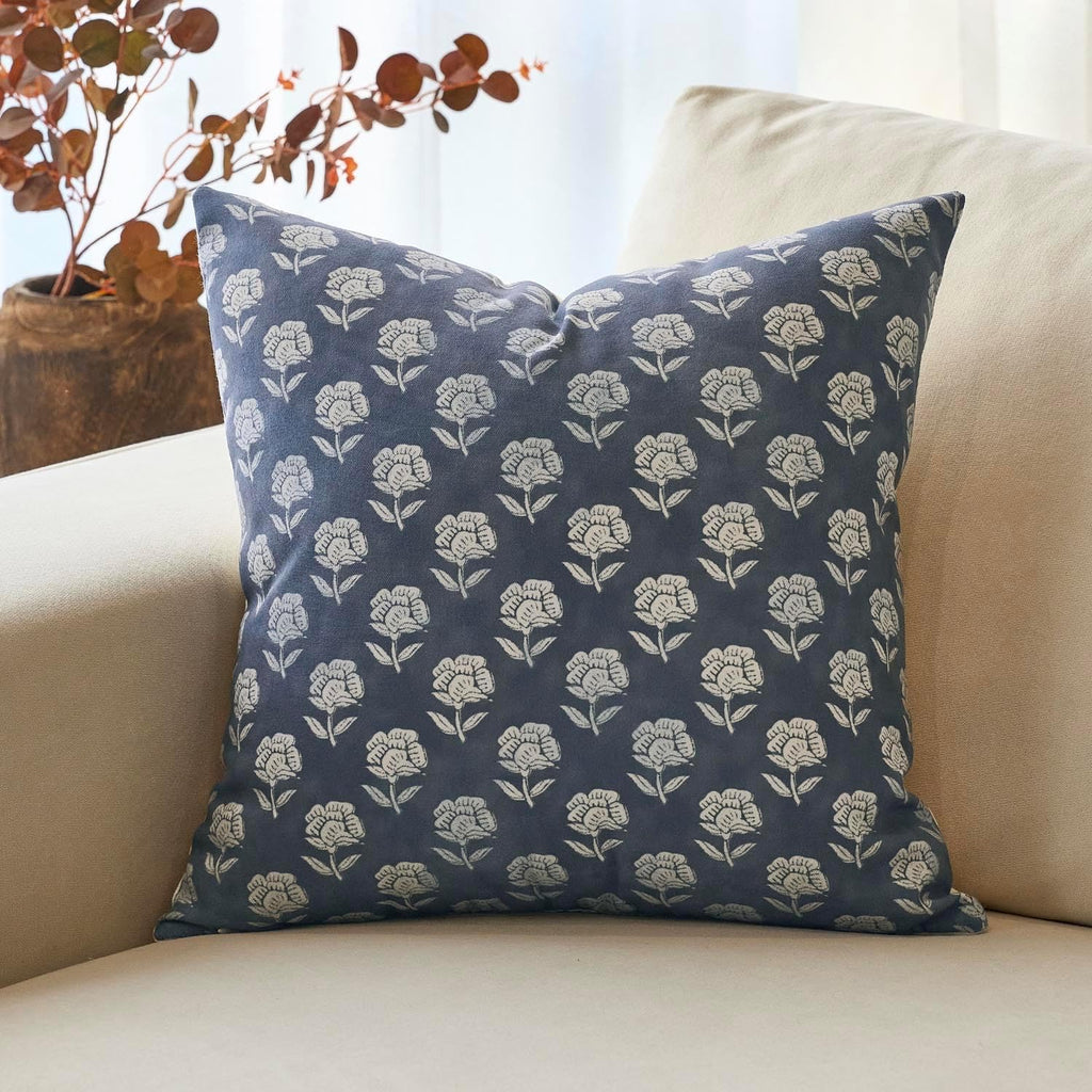 Domvitus Floral Pillow Covers 24x24 Throw Pillow Covers Decorative Farmhouse Block Floral Print Vintage Pillow Cover for Living Room Couch…