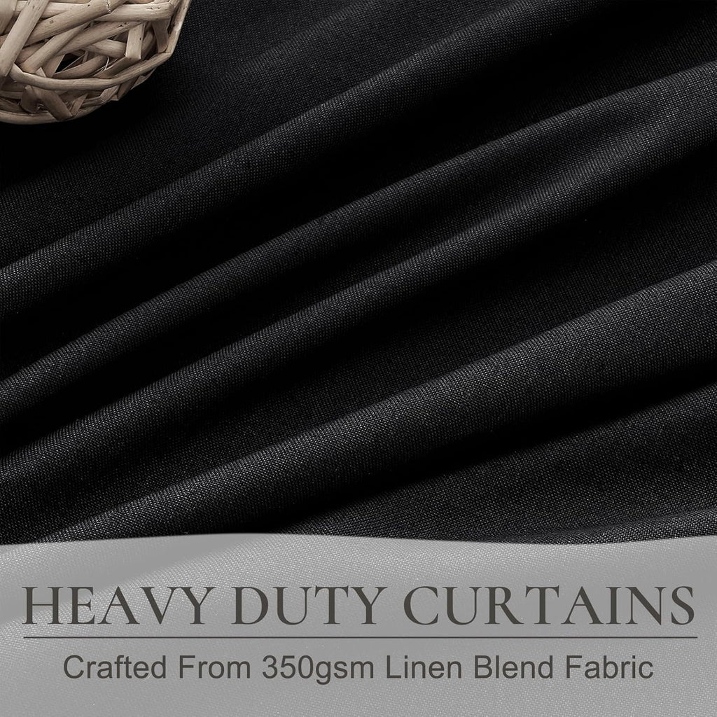 Qjmydeco Room Darkening Black Curtains 108 Inches Long 2 Panels, 9ft Neutral Curtains for Dining/Living Room Heat/Light Blocking Heavy Duty…