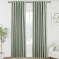 Nanspring Desert Sage 100% Blackout Linen Curtains 84 Inch Length 2 Panels Set for Bedroom Back Tab Modern Farmhouse Decor Black Out Curtai…
