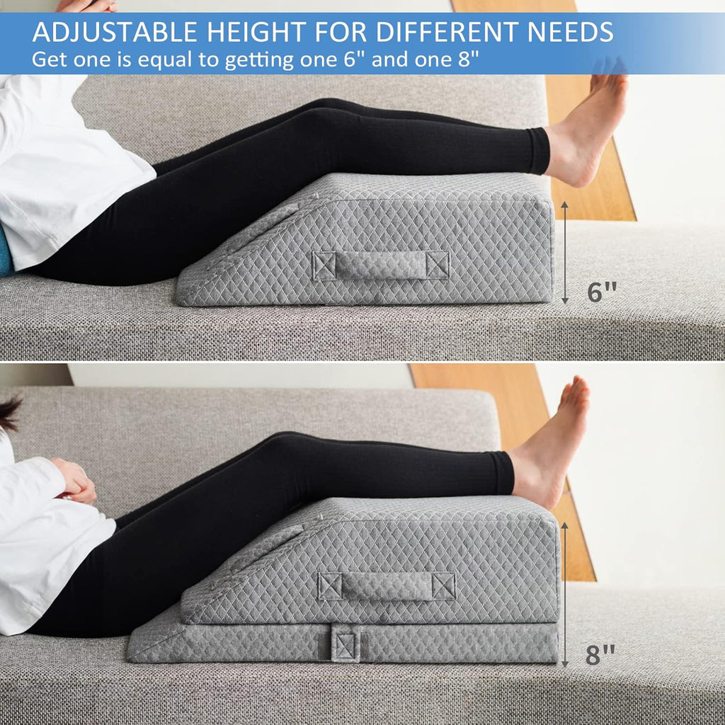 KingPavonini Adjustable Leg Elevation Pillows for Swelling, Cooling Gel Memory Foam Wedge Pillows for After Surgery, Sciatica Back Knee Hip…